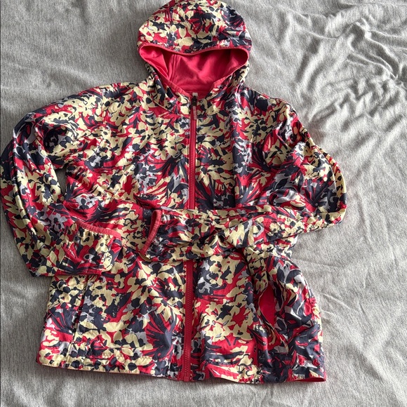 Columbia Girls Reversible Hooded Jacket – Size Large – Coral / Patterned - Picture 2 of 4